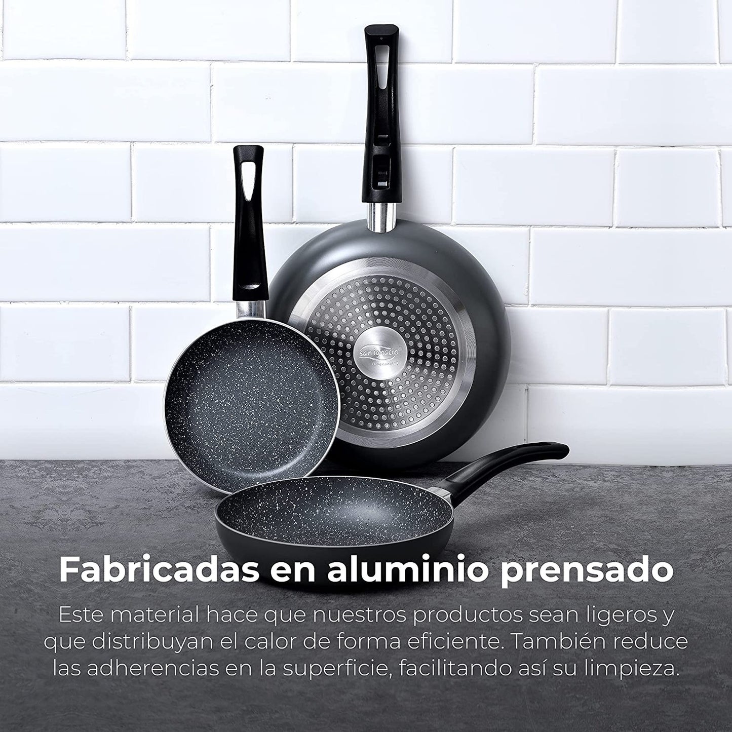 Juego de Batería de Cocina San Ignacio - 8 Piezas + Set de 3 Sartenes Soul Marble en Aluminio Prensado