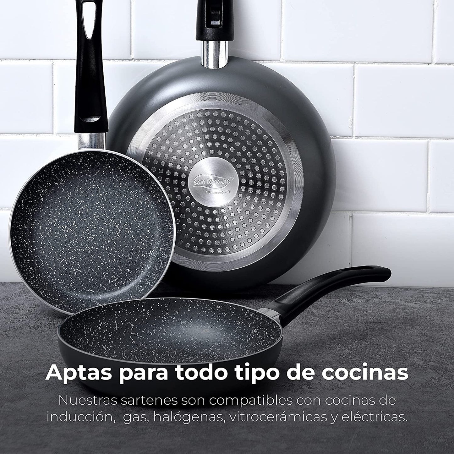 Juego de Batería de Cocina San Ignacio - 8 Piezas + Set de 3 Sartenes Soul Marble en Aluminio Prensado