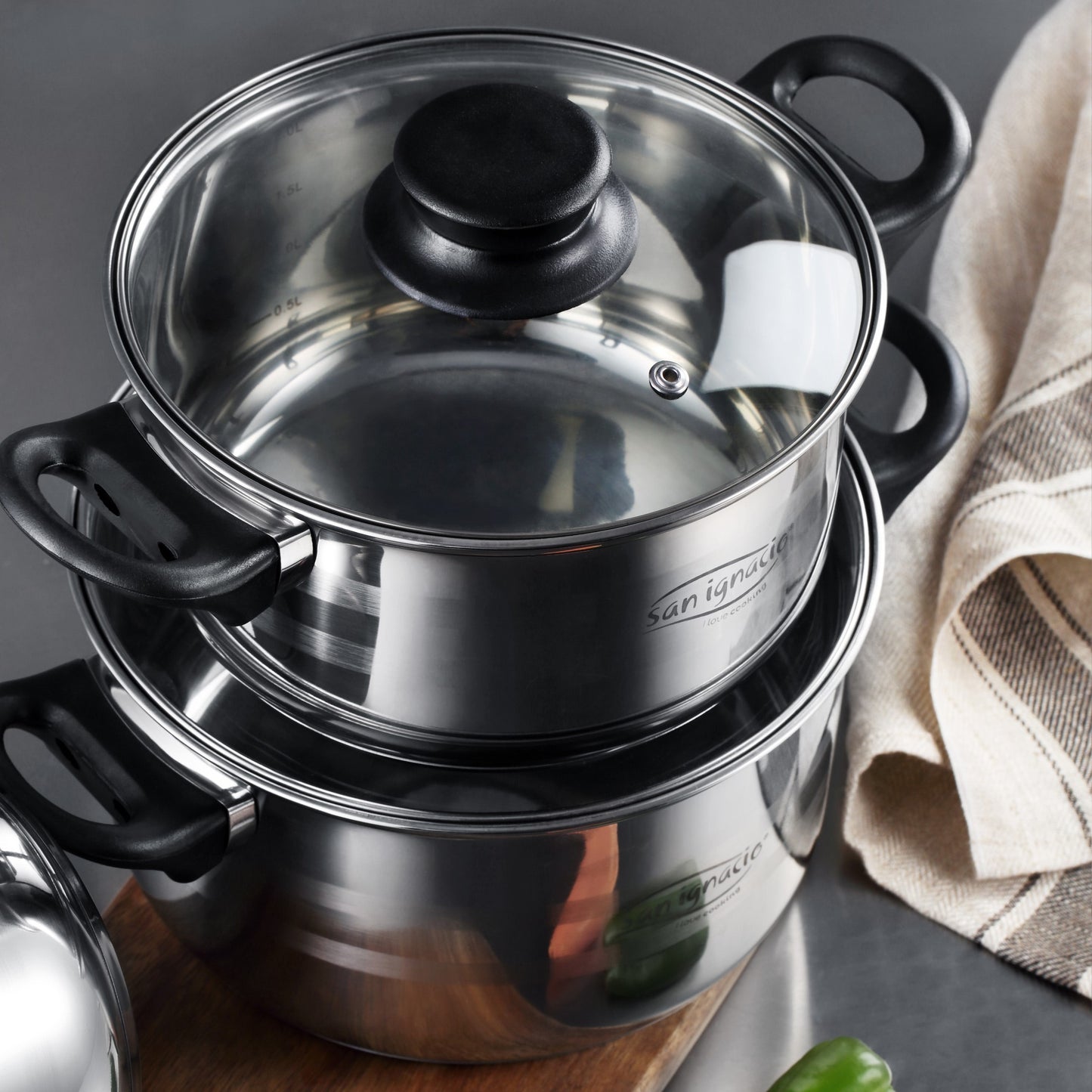 Juego de Batería de Cocina San Ignacio - 8 Piezas + Set de 3 Sartenes Soul Marble en Aluminio Prensado