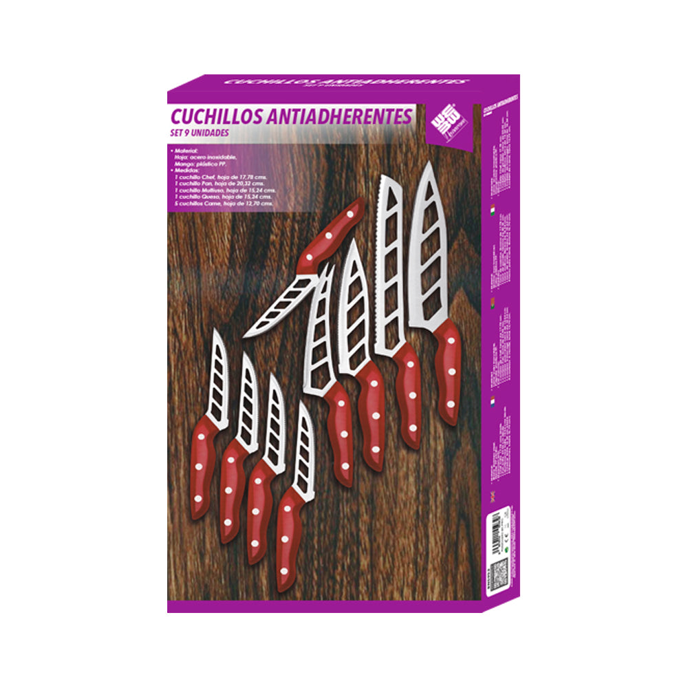 CUCHILLOS ANTIADHERENTES SET 9 UDS.