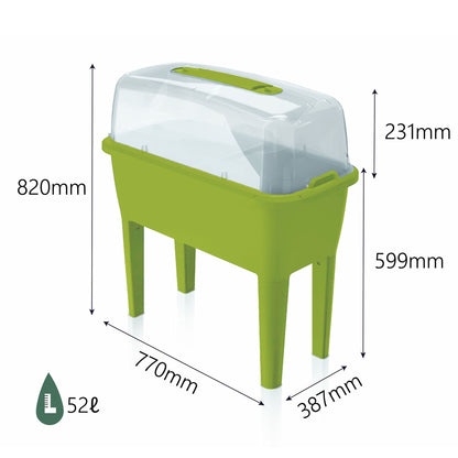 Huerto Urbano con invernadero de 52 litros en polipropileno 77 x 38 x 82 cm color pistacho