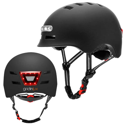 Casco Safe&Go Negro M patinete bici Movilidad Urbana Luz LED frontal y trasera Gridinlux