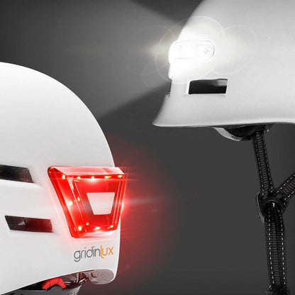 Casco Safe&Go Blanco M patinete bici Movilidad Urbana Luz LED frontal y trasera Gridinlux