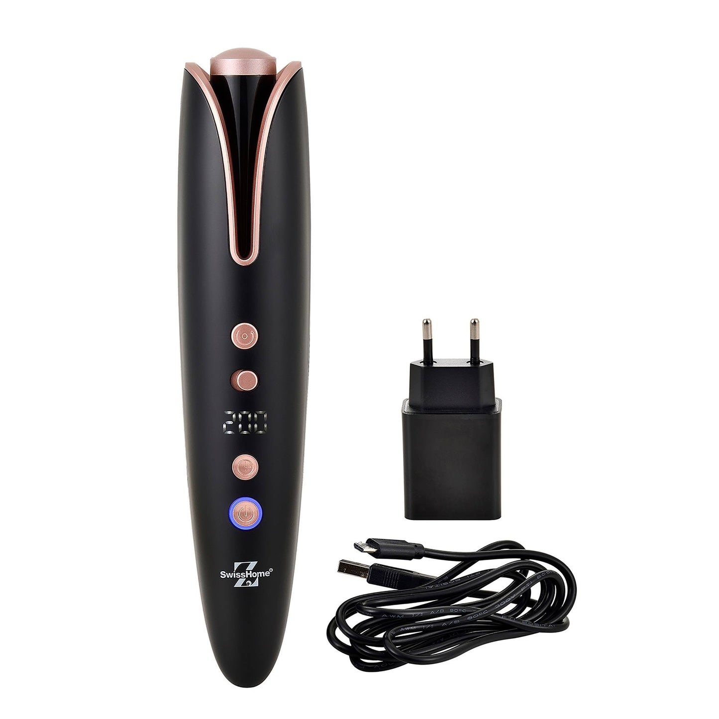 Rizador de Pelo Swiss Home 'Afrodite' con 4 Ajustes de Calor, Infrarrojos, Batería Li-Ion y Pantalla LED