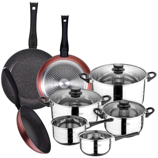 Pack de 3 Sartenes y Batería de Cocina San Ignacio Cassel - Aluminio Forjado y Acero Inoxidable